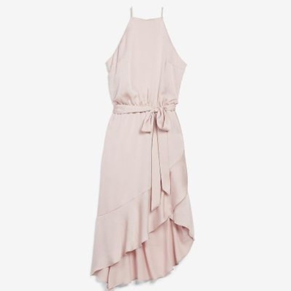 Express High Neck Asymmetrical Fit And Flare Dress - Picture 1 of 11